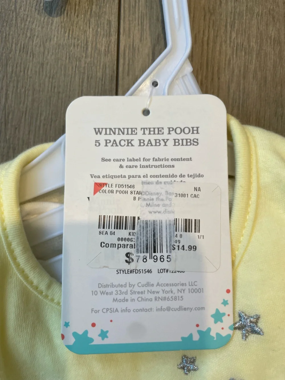 Disney Baby Yellow Winnie the Pooh Star Bibs - Pack